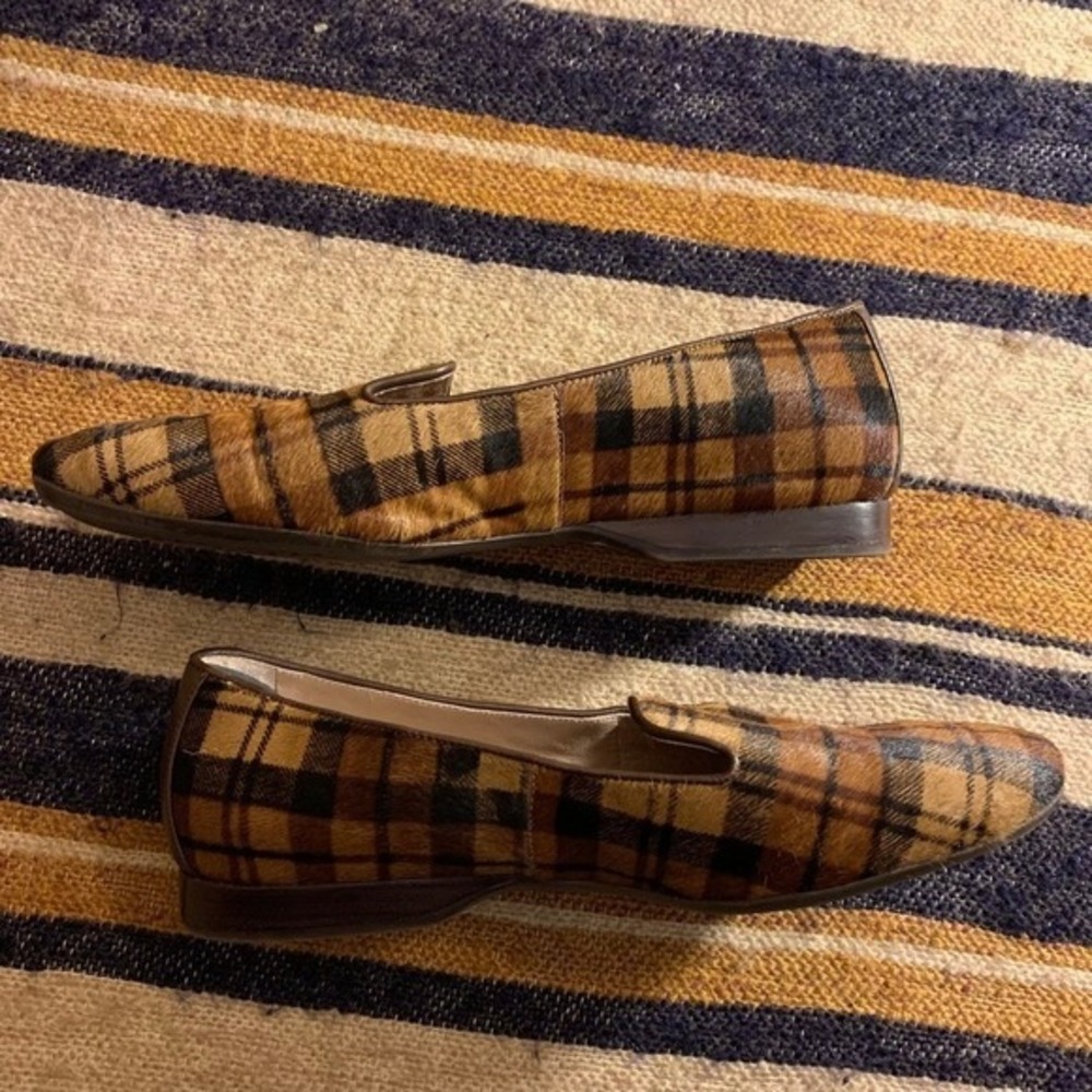 ANTONIO‎ MELANI Women Plaid Calf Hair Loafers Flats Shoes Preppy Old Money 9M - Picture 5 of 10